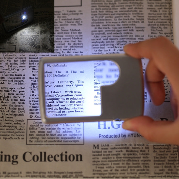 2pcs 3-6 Times Card Type แว่นขยายแบบพกพาไฟ LED รูปสี่เหลี่ยมผืนผ้า, 3-6X With LED Lights