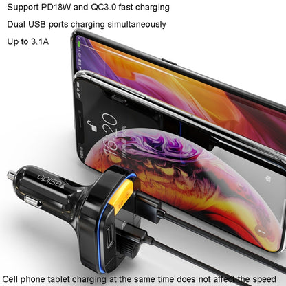 Yesido Y45 Car PD Charger ที่จุดบุหรี่ QC Car Charging USB Bluetooth Digital Display FM, Y45