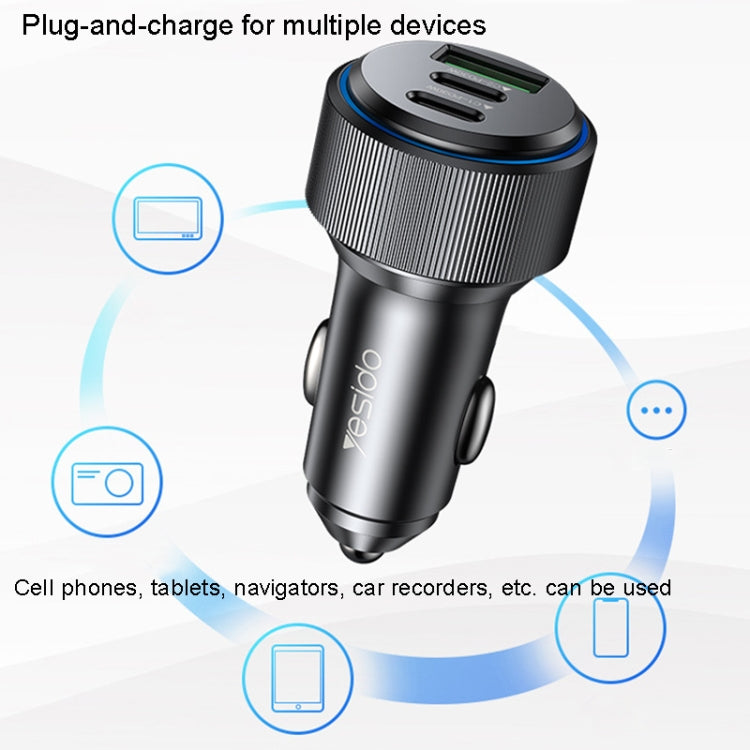 Yesido Y50 Car USB3.0 Fast Charger 30W อลูมิเนียมอัลลอยด์ PD Fast Charging, Y50