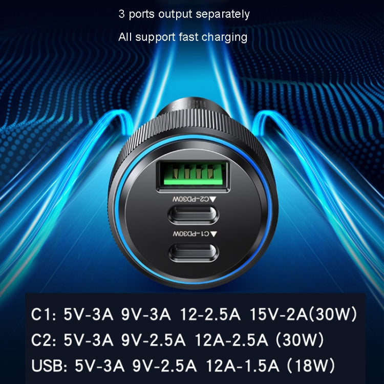 Yesido Y50 Car USB3.0 Fast Charger 30W อลูมิเนียมอัลลอยด์ PD Fast Charging, Y50