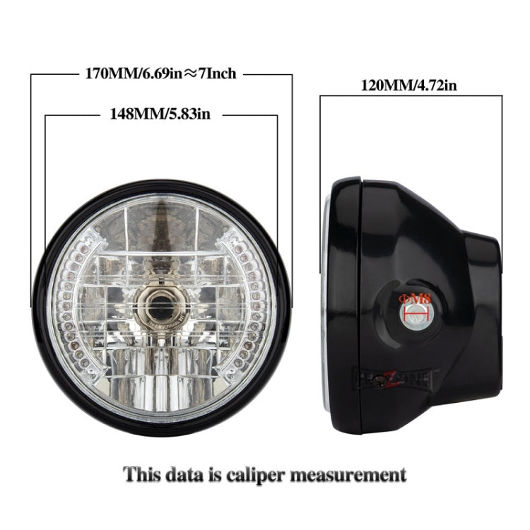 รถจักรยานยนต์ 7 นิ้ว LED ไฟหน้าแองเจิลริงพวงมาลัยพร้อมขายึด, PE-D7inS01TZ 28-36MM