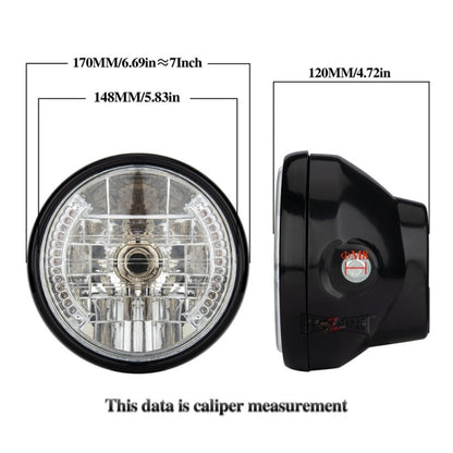 รถจักรยานยนต์ 7 นิ้ว LED ไฟหน้าแองเจิลริงพวงมาลัยพร้อมขายึด, PE-D7inS01TZ 28-36MM