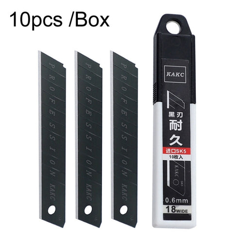 KAKC-18 ใบมีดคัตเตอร์ ใบมีดดำ ใบมีดคัตเตอร์ติดผนัง 18 มม, 10pcs /Box, 100pcs /Box