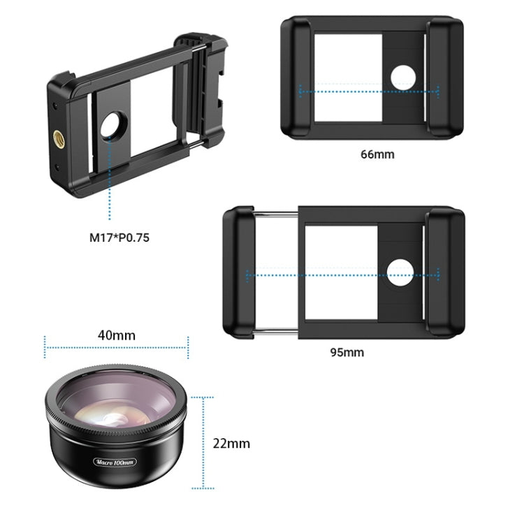 APEXEL CM-HB100CPL HB100mm HD เลนส์มาโครภายนอกสำหรับโทรศัพท์มือถือพร้อม CPL, CM-HB100CPL