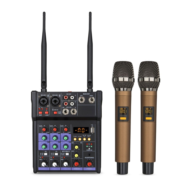 G4-M1 มิกเซอร์ 4 ทิศทางพร้อมอุปกรณ์เอฟเฟกต์ไมโครโฟนไร้สาย Small K Aong Recording Bluetooth Mixer, 4-way