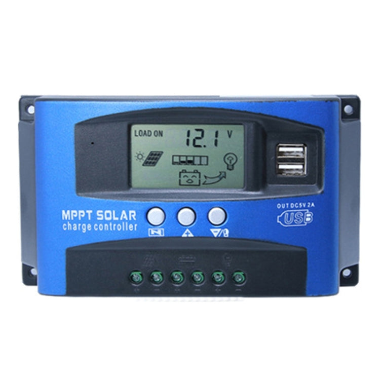 YCX-003 30-100A เครื่องควบคุมการชาร์จพลังงานแสงอาทิตย์พร้อมหน้าจอ LED และพอร์ต USB คู่เครื่องชาร์จ MPPT อัจฉริยะ, 12/24V 30A, 12/24V 40A, 12/24V 50A, 12/24V 60A, 12/24V 100A, 12/24/36/48/60V 100A