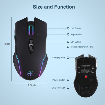 E50 2.4G Wireless Mouse Jiggler เมาส์ไร้สายแบบพกพาพร้อมปุ่ม 7 ปุ่ม
