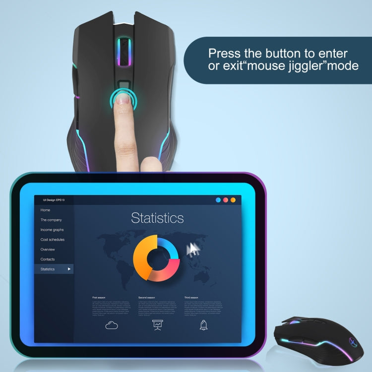 E50 2.4G Wireless Mouse Jiggler เมาส์ไร้สายแบบพกพาพร้อมปุ่ม 7 ปุ่ม