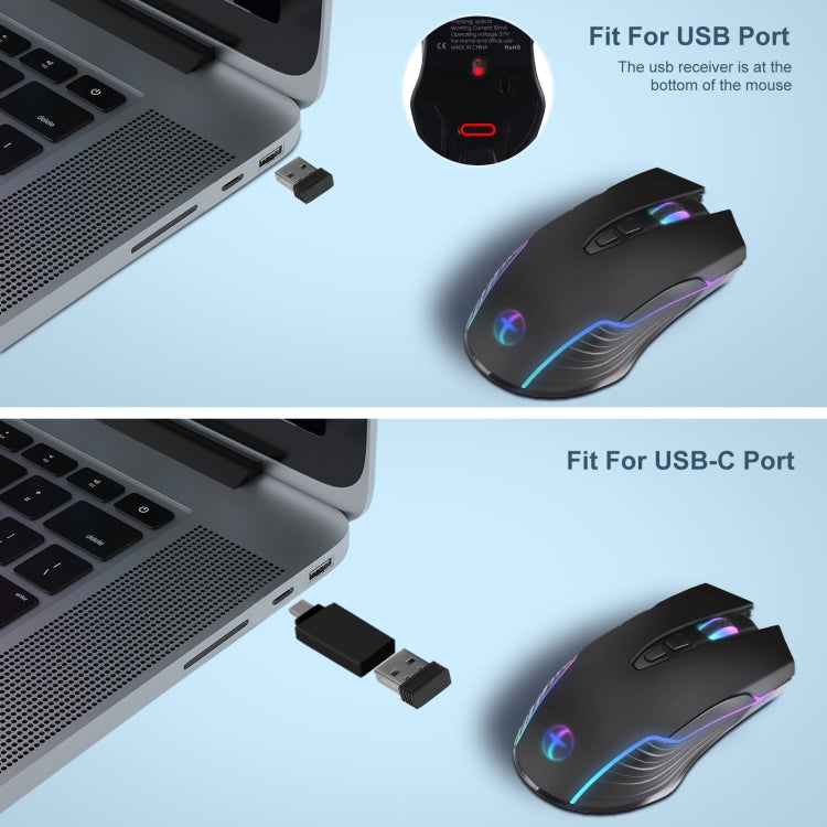 E50 2.4G Wireless Mouse Jiggler เมาส์ไร้สายแบบพกพาพร้อมปุ่ม 7 ปุ่ม