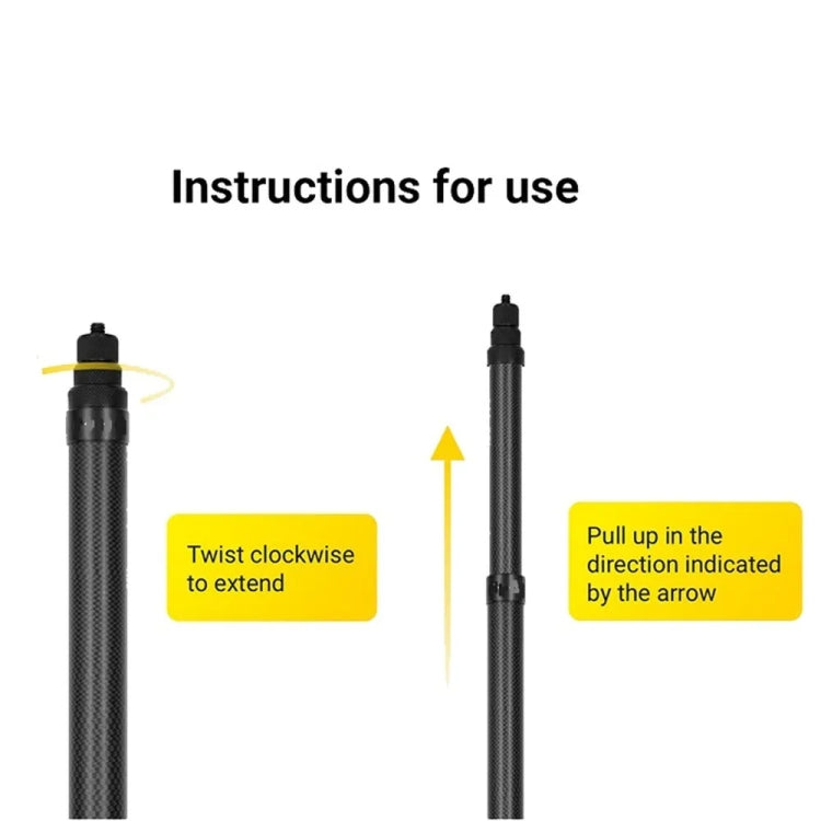 ไม้เซลฟี่ที่มองไม่เห็น Monopod แบบขยายคาร์บอนไฟเบอร์สำหรับกล้องกีฬา Insta360 / DJI Action / GoPro / Xiao Yi, 1.5m, 3m, 5m