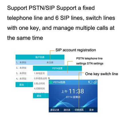 S135 PSTN + SIP การบันทึกโหมดคู่สมาร์ทโฟน 6 วิธีโทรศัพท์เครือข่าย VOIP โทรศัพท์ IP, S135