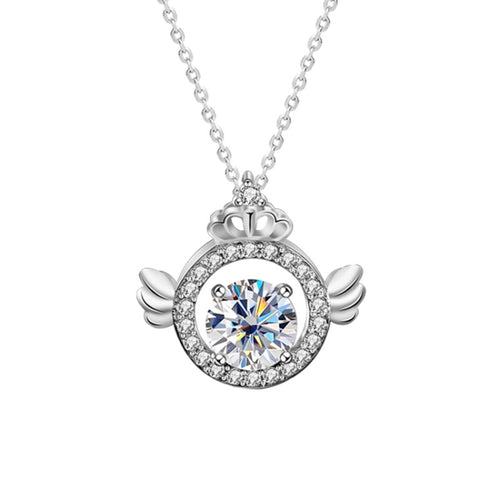 XMA017 สร้อยคอเพชร Moissanite 925 เงินสเตอร์ลิงมงกุฎจี้เข็มกลัดโซ่, XMA017