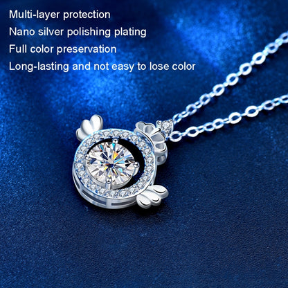 XMA017 สร้อยคอเพชร Moissanite 925 เงินสเตอร์ลิงมงกุฎจี้เข็มกลัดโซ่, XMA017