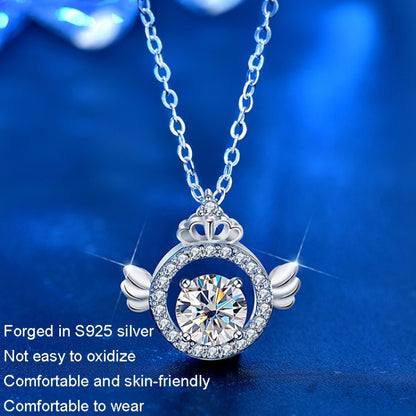 XMA017 สร้อยคอเพชร Moissanite 925 เงินสเตอร์ลิงมงกุฎจี้เข็มกลัดโซ่, XMA017