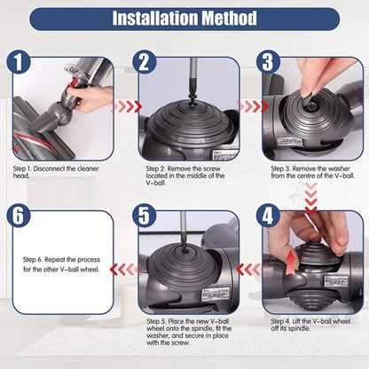 สำหรับ Dyson V10 / V11 เครื่องดูดฝุ่น 100W หัวดูดแรงบิดสูง V-Ball Wheels, High Torque Suction Head Wheels