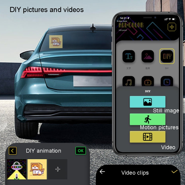 หน้าจอแสดงผล LED Dynamic Emoji Car 5V อินเตอร์เฟส USB, USB Interface