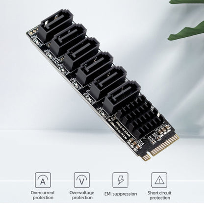 M2 M-KEY PCIE 3.0 เพื่อ SATA6G การ์ดขยายการถ่ายโอน 6 พอร์ตการ์ดอะแดปเตอร์ขยายฮาร์ดดิสก์, 6 Port