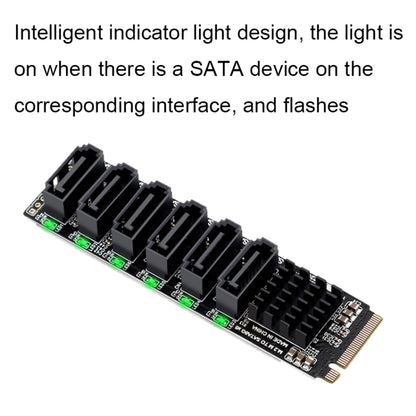 M2 M-KEY PCIE 3.0 เพื่อ SATA6G การ์ดขยายการถ่ายโอน 6 พอร์ตการ์ดอะแดปเตอร์ขยายฮาร์ดดิสก์, 6 Port