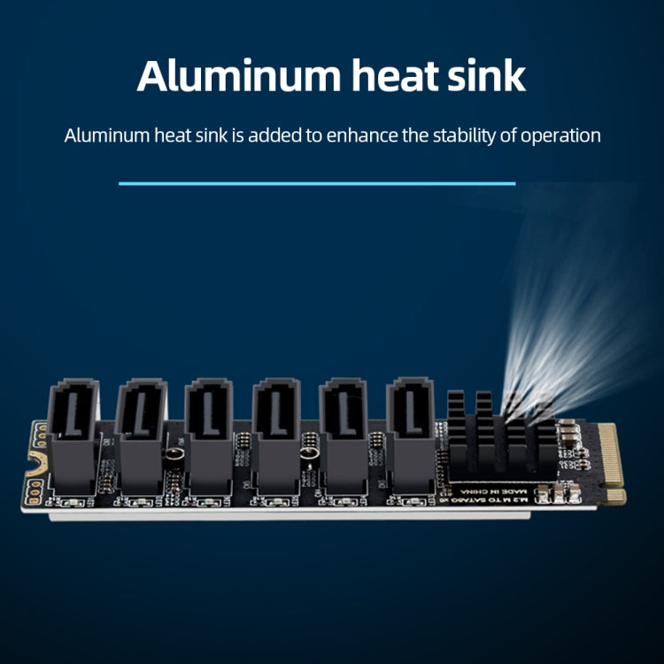 M2 M-KEY PCIE 3.0 เพื่อ SATA6G การ์ดขยายการถ่ายโอน 6 พอร์ตการ์ดอะแดปเตอร์ขยายฮาร์ดดิสก์, 6 Port
