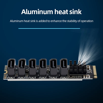 M2 M-KEY PCIE 3.0 เพื่อ SATA6G การ์ดขยายการถ่ายโอน 6 พอร์ตการ์ดอะแดปเตอร์ขยายฮาร์ดดิสก์, 6 Port