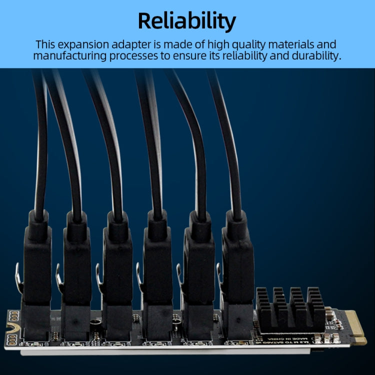 M2 M-KEY PCIE 3.0 เพื่อ SATA6G การ์ดขยายการถ่ายโอน 6 พอร์ตการ์ดอะแดปเตอร์ขยายฮาร์ดดิสก์, 6 Port