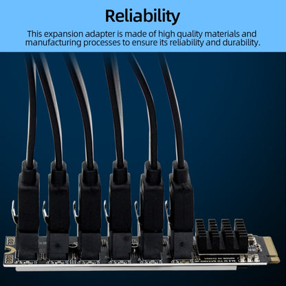 M2 M-KEY PCIE 3.0 เพื่อ SATA6G การ์ดขยายการถ่ายโอน 6 พอร์ตการ์ดอะแดปเตอร์ขยายฮาร์ดดิสก์, 6 Port