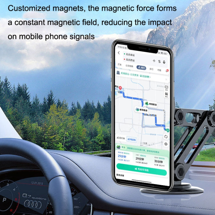 Magsafe Magnetic Mobile Phone Bracket Metal Car Navigation Bracket แบบพับได้, CZY-F82Y(Black)