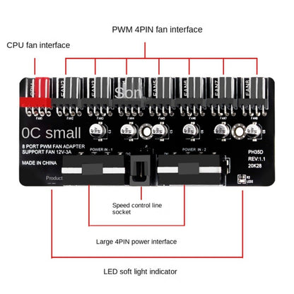 PWM Fan Hub คอมพิวเตอร์ CPU พัดลม Extender, PH35D