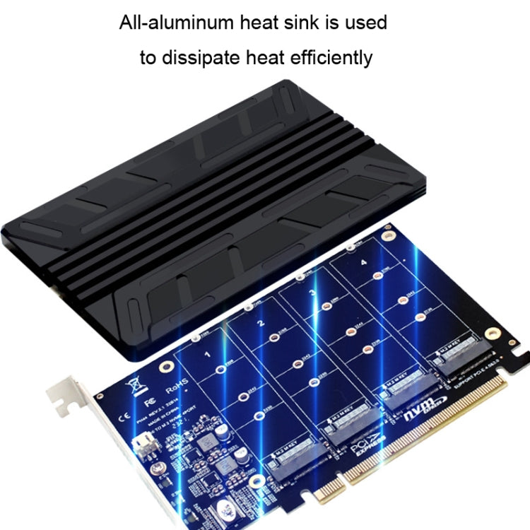 NVMe M.2 MKEY SSD RAID Array เมนบอร์ด PCIE Split Card ฮีทซิงค์, Heatsink