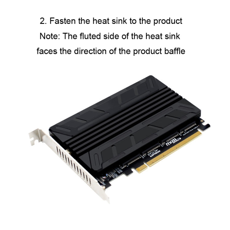 NVMe M.2 MKEY SSD RAID Array เมนบอร์ด PCIE Split Card ฮีทซิงค์, Heatsink