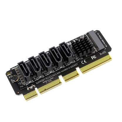 M.2 NVME-PCIE X4 / X8 / X16 Rotor SATA 5 พอร์ตถ่ายโอนการ์ด JMB585 Chip