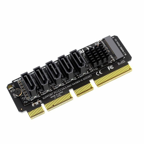 M.2 NVME-PCIE X4 / X8 / X16 Rotor SATA 5 พอร์ตถ่ายโอนการ์ด JMB585 Chip