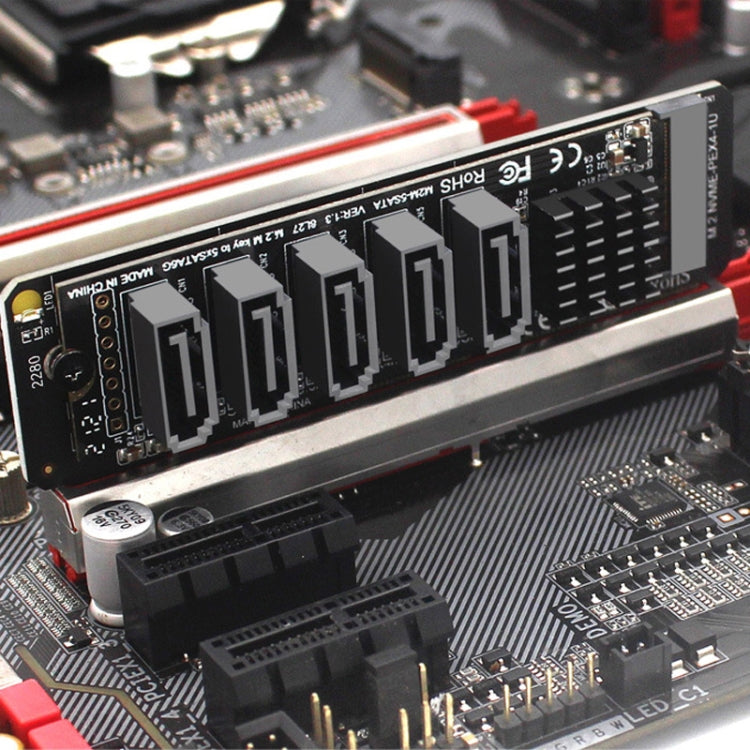 M.2 NVME-PCIE X4 / X8 / X16 Rotor SATA 5 พอร์ตถ่ายโอนการ์ด JMB585 Chip
