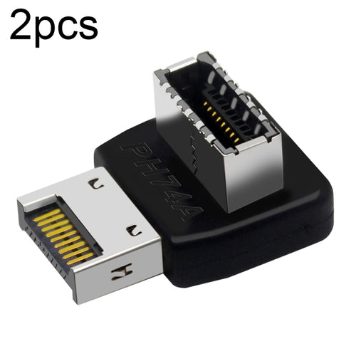 2 pcs USB3.1 Type-E อินเทอร์เฟซเมนบอร์ดคอมพิวเตอร์ 90 องศา Elbow Front Type-C Adapter