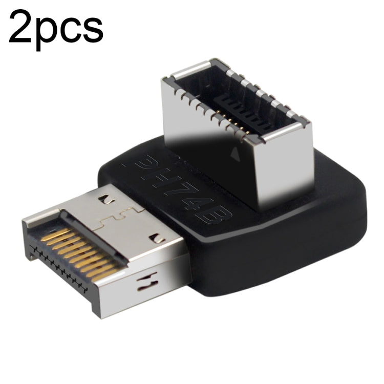 2 pcs USB3.1 Type-E อินเทอร์เฟซเมนบอร์ดคอมพิวเตอร์ 90 องศา Elbow Front Type-C Adapter