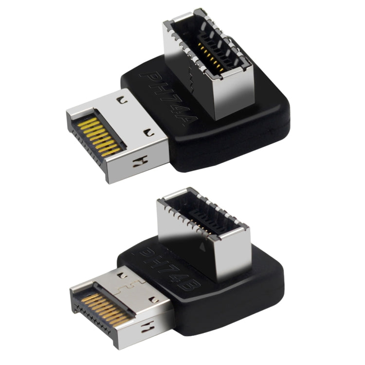 2 pcs USB3.1 Type-E อินเทอร์เฟซเมนบอร์ดคอมพิวเตอร์ 90 องศา Elbow Front Type-C Adapter