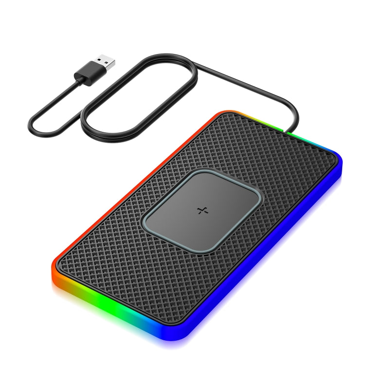 2 in 1 15W รถ โทรศัพท์มือถือ เครื่องชาร์จไร้สาย แผ่นกันลื่นพร้อมไฟหลากสีสัน, USB Cable 1m, USB-C/Type-C Cable 1m, USB Cable 0.3m, USB-C/Type-C Cable 0.3m