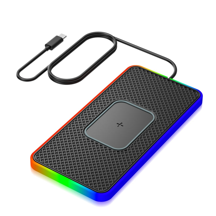 2 in 1 15W รถ โทรศัพท์มือถือ เครื่องชาร์จไร้สาย แผ่นกันลื่นพร้อมไฟหลากสีสัน, USB Cable 1m, USB-C/Type-C Cable 1m, USB Cable 0.3m, USB-C/Type-C Cable 0.3m