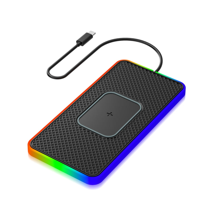 2 in 1 15W รถ โทรศัพท์มือถือ เครื่องชาร์จไร้สาย แผ่นกันลื่นพร้อมไฟหลากสีสัน, USB Cable 1m, USB-C/Type-C Cable 1m, USB Cable 0.3m, USB-C/Type-C Cable 0.3m