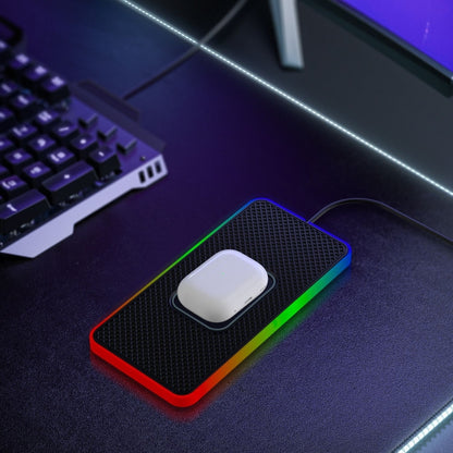 2 in 1 15W รถ โทรศัพท์มือถือ เครื่องชาร์จไร้สาย แผ่นกันลื่นพร้อมไฟหลากสีสัน, USB Cable 1m, USB-C/Type-C Cable 1m, USB Cable 0.3m, USB-C/Type-C Cable 0.3m