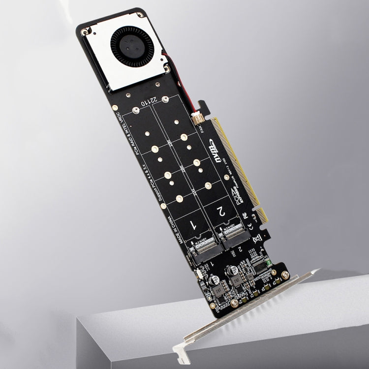 PCI-E X16 ถึง M.2 M-key NVME X4 SSD RAID Array Expansion Adapter รองรับ 2242/2260/2280/22110, PH44Plus