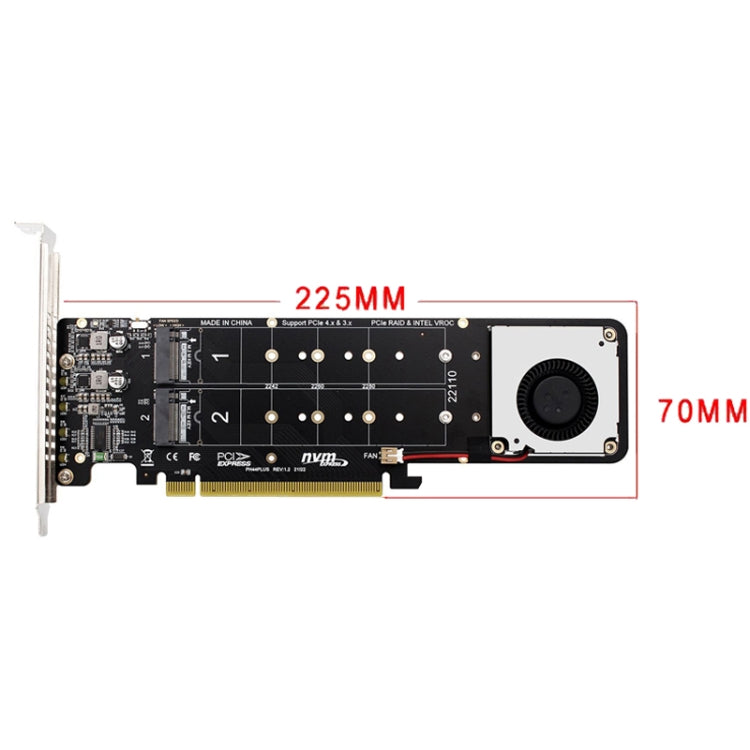 PCI-E X16 ถึง M.2 M-key NVME X4 SSD RAID Array Expansion Adapter รองรับ 2242/2260/2280/22110, PH44Plus