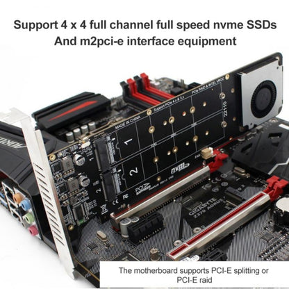 PCI-E X16 ถึง M.2 M-key NVME X4 SSD RAID Array Expansion Adapter รองรับ 2242/2260/2280/22110, PH44Plus