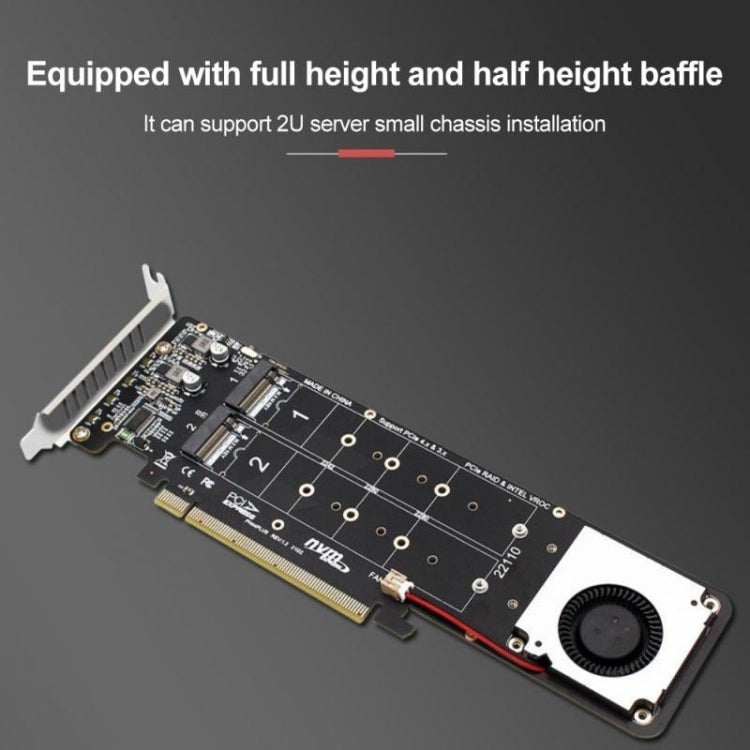 PCI-E X16 ถึง M.2 M-key NVME X4 SSD RAID Array Expansion Adapter รองรับ 2242/2260/2280/22110, PH44Plus