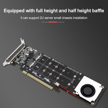 PCI-E X16 ถึง M.2 M-key NVME X4 SSD RAID Array Expansion Adapter รองรับ 2242/2260/2280/22110, PH44Plus
