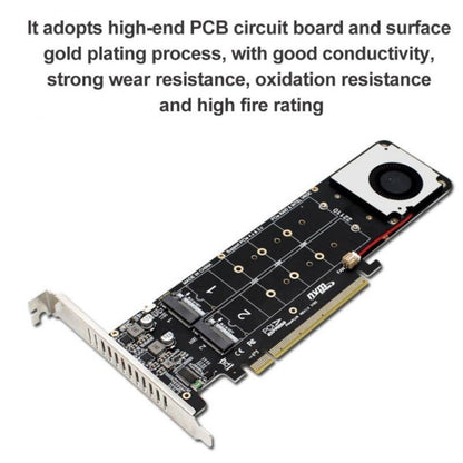 PCI-E X16 ถึง M.2 M-key NVME X4 SSD RAID Array Expansion Adapter รองรับ 2242/2260/2280/22110, PH44Plus