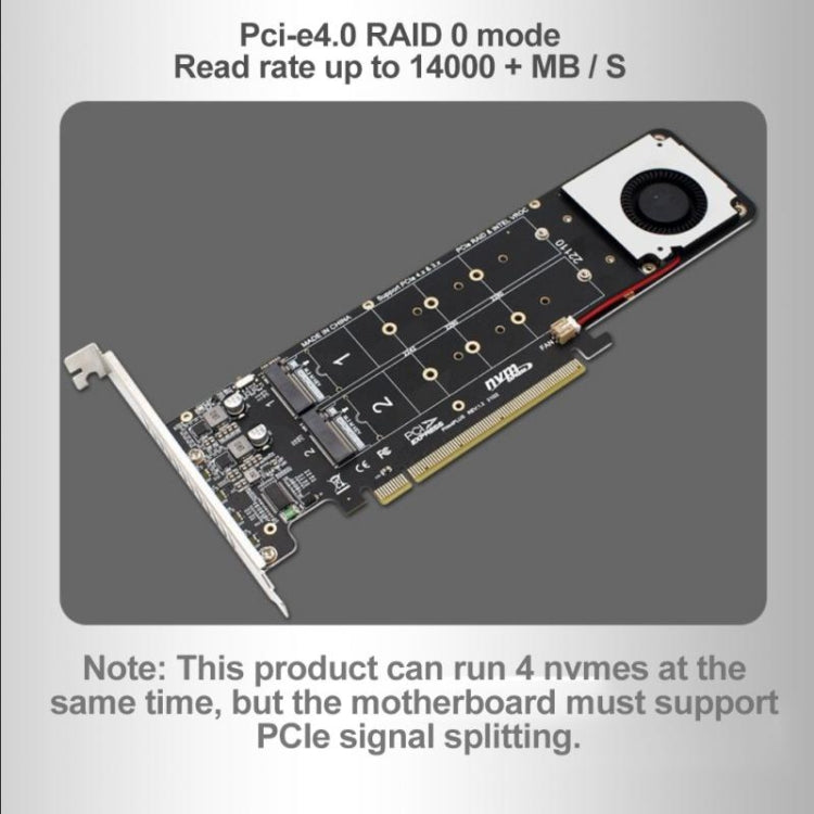 PCI-E X16 ถึง M.2 M-key NVME X4 SSD RAID Array Expansion Adapter รองรับ 2242/2260/2280/22110, PH44Plus