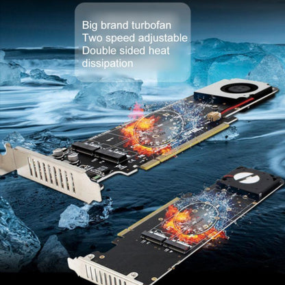 PCI-E X16 ถึง M.2 M-key NVME X4 SSD RAID Array Expansion Adapter รองรับ 2242/2260/2280/22110, PH44Plus