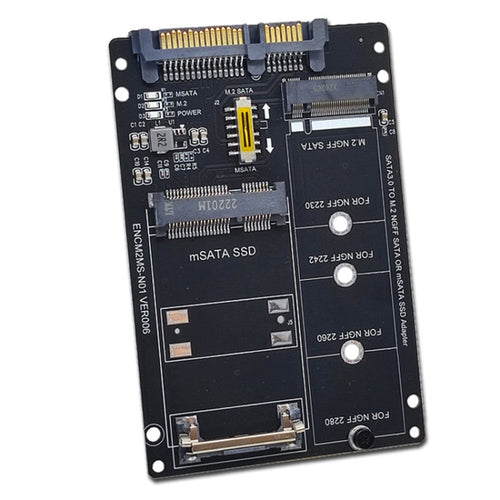 SATA 22PIN เป็น MSATA หรือ M.2 NGFF การ์ด SATA 2 ใน 1 การ์ดตัวแปลง SSD, Only Card, With SATA 22pin Cable, With USB 3.0 Cable
