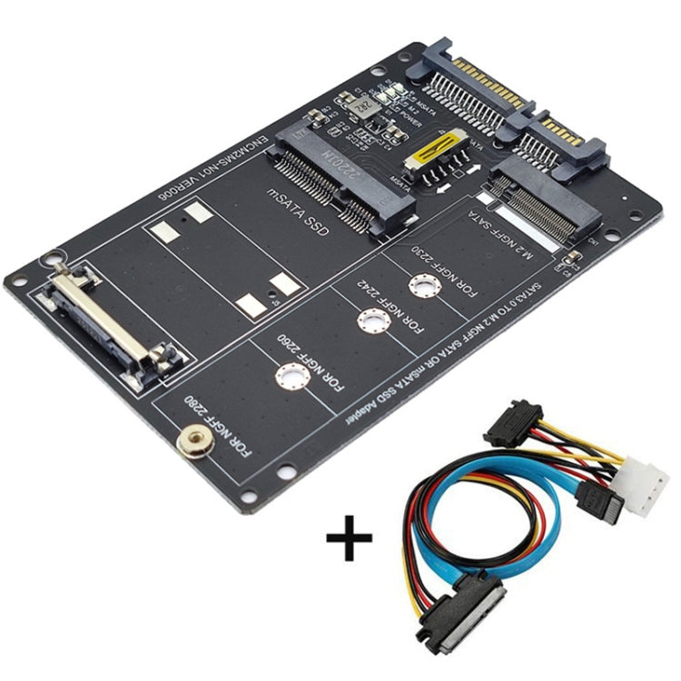 SATA 22PIN เป็น MSATA หรือ M.2 NGFF การ์ด SATA 2 ใน 1 การ์ดตัวแปลง SSD, Only Card, With SATA 22pin Cable, With USB 3.0 Cable